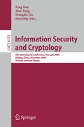 Cover: Information Security and Cryptology - Springer