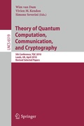 Cover: Theory of Quantum Computation, Communication and Cryptography - Springer