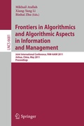 Cover: Frontiers in Algorithmics and Algorithmic Aspects in Information and Management - Springer