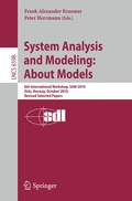 Cover: System Analysis and Modeling: About Models - Springer