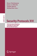Cover: Security Protocols XVI - Springer