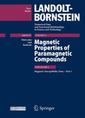 Cover: Magnetic Susceptibility Data - Part 1. - Springer