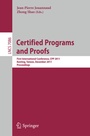 Cover: Certified Programs and Proofs - Springer