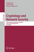 Cover: Cryptology and Network Security - Springer