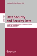 Cover: Data Security and Security Data - Springer