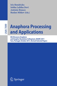Enlarge image Cover: Anaphora Processing and Applications - Springer