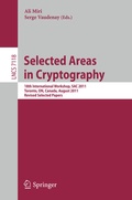 Cover: Selected Areas in Cryptography - Springer
