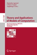 Cover: Theory and Applications of Models of Computation - Springer