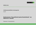 Cover: Buchrezension "Das politische System Deutschlands" von Manfred G. Schmidt - GRIN Verlag