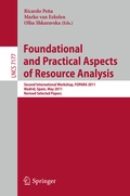 Cover: Foundational and Practical Aspects of Resource Analysis - Springer
