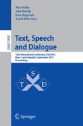 Cover: Text, Speech and Dialogue - Springer