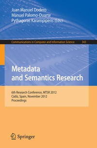 Enlarge image Cover: Metadata and Semantics Research - Springer