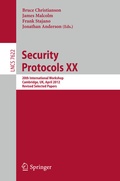 Cover: Security Protocols XX - Springer
