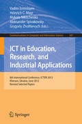 Cover: ICT in Education, Research, and Industrial Applications - Springer