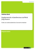 Cover: Popliterarische Schreibweisen im Werk J&ouml;rg Fausers - GRIN Verlag