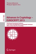 Cover: Advances in Cryptology - EUROCRYPT 2013 - Springer
