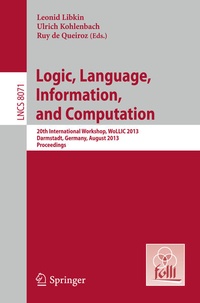 Enlarge image Cover: Logic, Language, Information, and Computation - Springer