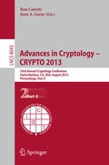 Cover: Advances in Cryptology - CRYPTO 2013 - Springer