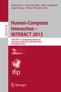 Cover: Human-Computer Interaction -- INTERACT 2013 - Springer