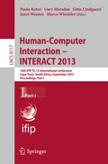 Cover: Human-Computer Interaction -- INTERACT 2013 - Springer