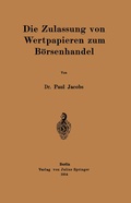 Cover: Die Zulassung von Wertpapieren zum B&ouml;rsenhandel - Springer