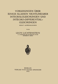 Abbildung von: Vorlesungen über einige Klassen Nichtlinearer Integralgleichungen und Integro-Differentialgleichungen - Springer