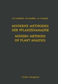 Cover: Modern Methods of Plant Analysis / Moderne Methoden der Pflanzenanalyse - Springer