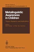 Cover: Metalinguistic Awareness in Children - Springer