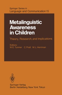 Enlarge image Cover: Metalinguistic Awareness in Children - Springer