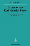 Cover: In memoriam Karl Heinrich Bauer - Springer
