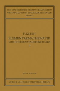 Abbildung von: Elementarmathematik vom Höheren Standpunkte Aus, II - Springer