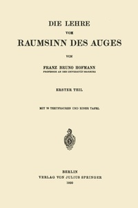 Abbildung von: Die Lehre vom Raumsinn des Auges - Springer