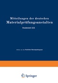 Cover: Mitteilungen der deutschen Materialpr&uuml;fungsanstalten - Springer
