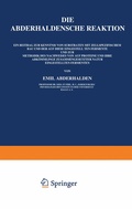 Cover: Die Abderhaldensche Reaktion - Springer