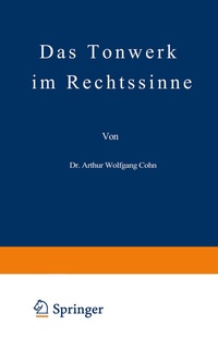 Abbildung von: Das Tonwerk im Rechtssinne - Springer