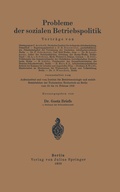 Cover: Probleme der sozialen Betriebspolitik - Springer