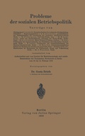 Cover: Probleme der sozialen Betriebspolitik - Springer