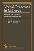 Cover: Verbal Processes in Children - Springer
