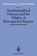 Cover: Autobiographical Memory and the Validity of Retrospective Reports - Springer