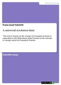 Cover: A universal resolution limit - GRIN Verlag