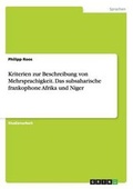 Cover: Kriterien Zur Beschreibung Von Mehrsprachigkeit. Das Subsaharische Frankophone Afrika Und Niger - Grin Verlag