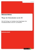 Cover: Wege der Demokratie in der EU - GRIN Verlag