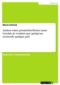 Cover: Analyse eines prosaischenTextes: Anna Gavalda, Je voudrais que quelqu'un m'attende quelque part - GRIN Verlag