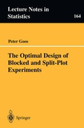 Cover: The Optimal Design of Blocked and Split-Plot Experiments - Springer