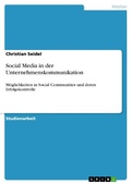 Cover: Social Media in der Unternehmenskommunikation - GRIN Verlag