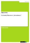 Cover: Zu Andrej Platonovs "Juvenilmeer" - GRIN Verlag