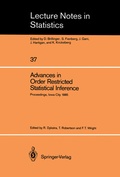 Cover: Advances in Order Restricted Statistical Inference - Springer