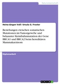 Cover: Beziehungen zwischen somatischen Mutationen im Tumorgewebe und bekannter Keimbahnmutation der Gene BRCA1 und BRCA2 beim heredit&auml;ren Mammakarzinom - GRIN Verlag
