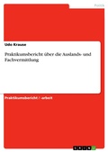 Cover: Praktikumsbericht &uuml;ber die Auslands- und Fachvermittlung - GRIN Verlag