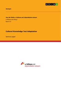 Enlarge image Cover: Cultural Knowledge Test Adaptation - GRIN Verlag